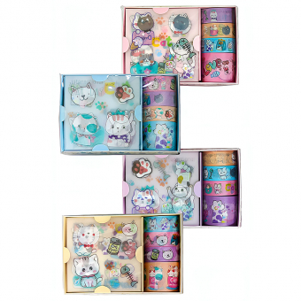 Купить Набор: наклейки + декор-скотч "Котята" MZ-08 оптом